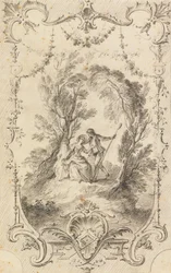 De IJverige Herder (Voorbereidende tekening voor plaat 247 in LOeuvre gravé de Watteau, 1739)